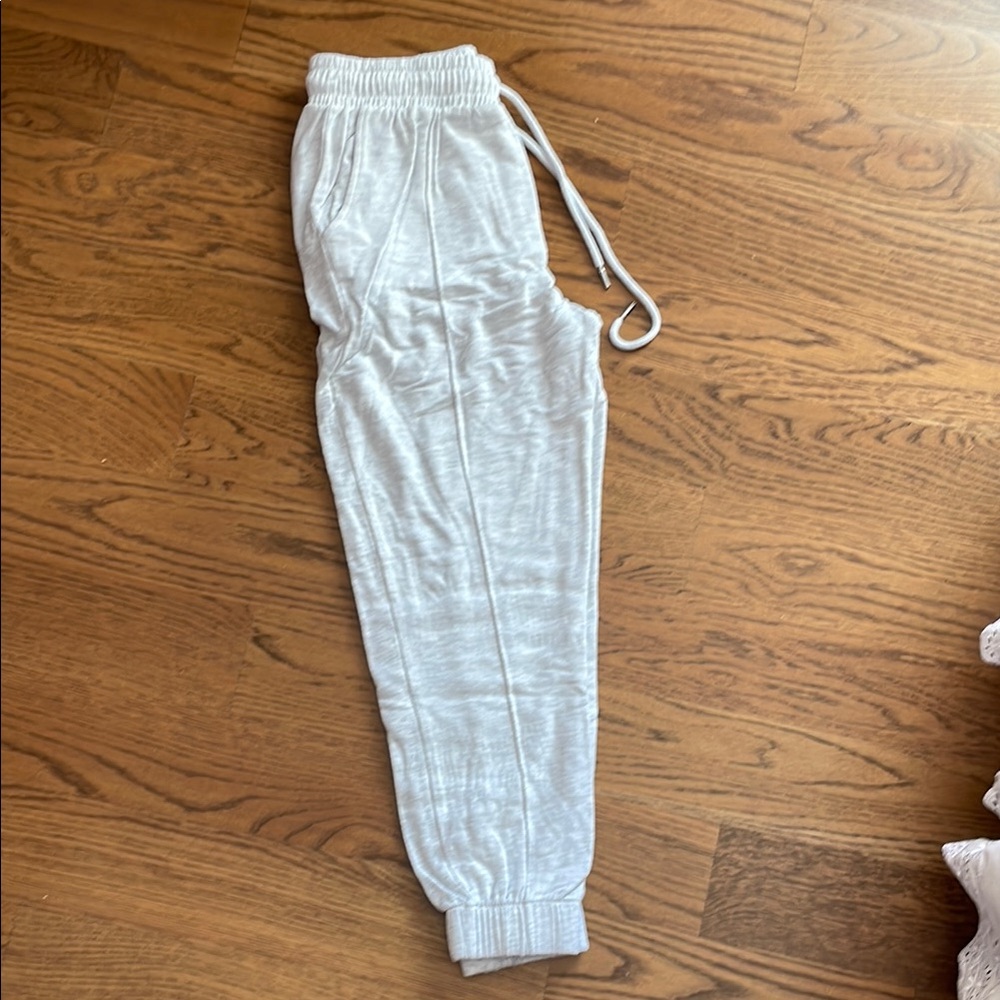 Garage Light Grey Sweat Pants with Elastic Waistband and Tapered Legs